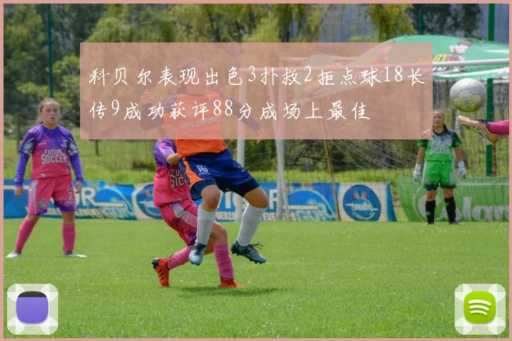 科贝尔表现出色3扑救2拒点球18长传9成功获评88分成场上最佳